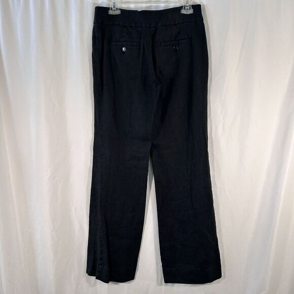 LOFT 100% Linen Pants Women's 2 Solid Black Low Rise Zip Hook Eye Lightweight - Picture 5 of 9